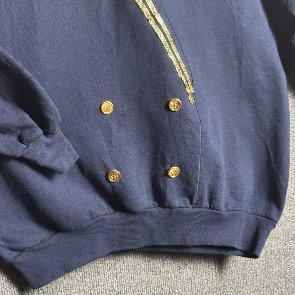 Vtg 1980s HALLOWEEN COSTUME XL Navy Blue Sailor Nautical Sweatshirt Crewneck - Picture 15 of 16